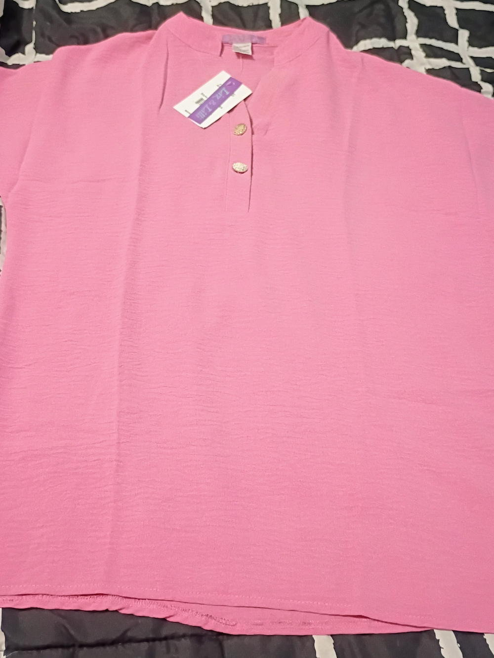 Women's Pink Button-Placket Blouse